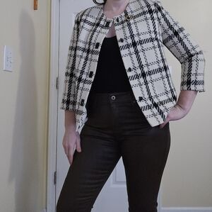 Kasper Vintage Black White Women's Blazer Jacket